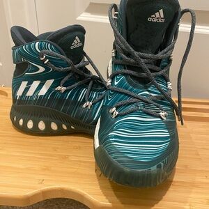 Adidas Green and White High-Top Sneakers